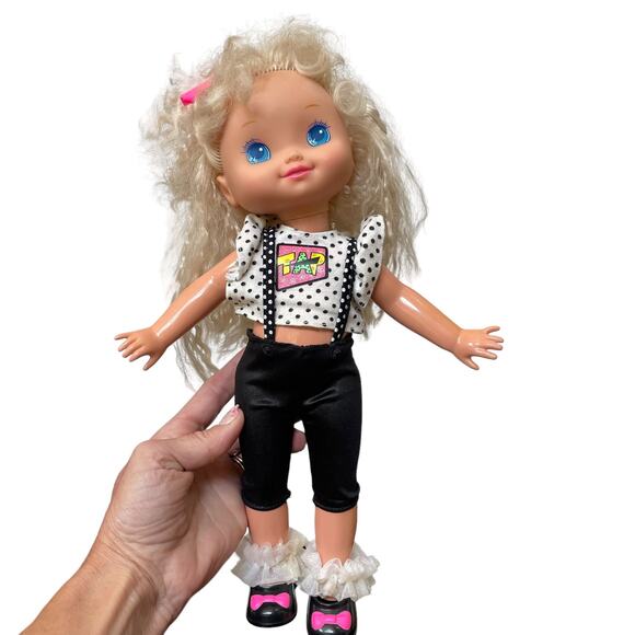 Tapsie Doll Vintage 1990 Mattel Tap Dancing Blonde Crimped Hair Blue Eyes READ - Picture 1 of 12